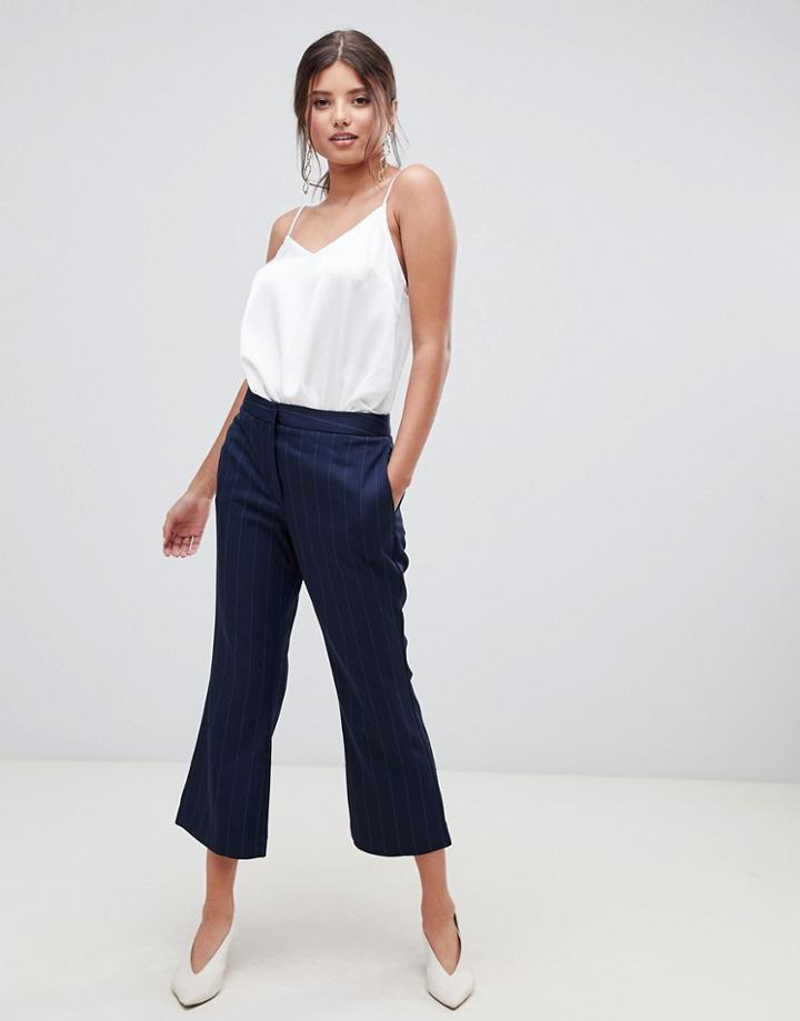 Millie Mackintosh Pinstripe Crop Flare Two-piece Pants - Black