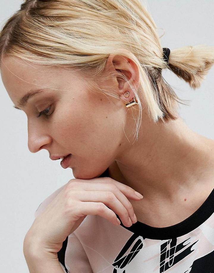 Asos Smooth Square 3d Stud Earrings - Gold