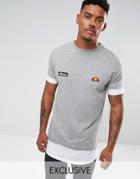 Ellesse Double Layer T-shirt With Script Hem Logo In Gray - Gray