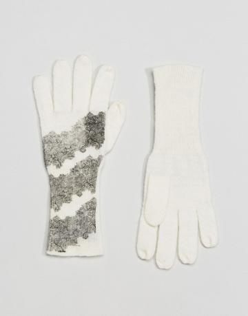 Alice Hannahlace & Snakeskin Print Glove - Cream