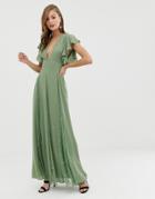 Asos Design Maxi Dress With Lace Godet Panels - Multi