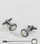 Designb Circle Cufflinks & Lapel Pin Exclusive To Asos - Black