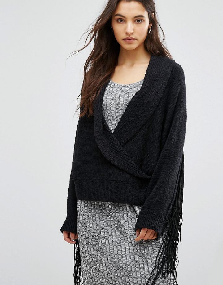 Wildfox Fringe Cardigan - Black
