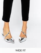 Asos Lead The Way Wide Fit Pointed Ballet Flats - Silver