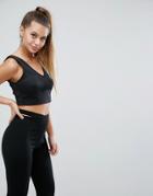 Asos Top With Deep Plunge In Scuba - Black