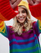 Asos Design Oversized Sweater In Bright Stripe - Multi