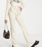 Stradivarius Petite Slim Flare Jean With Split Detail In Ecru-white