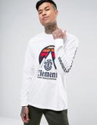 Element Tri Tip Long Sleeve T-shirt With Back Print - White