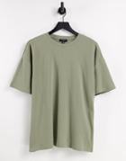New Look Cotton Waffle T-shirt In Khaki - Khaki-green