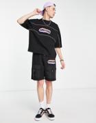 Crooked Tongues Oversized T-shirt With Piping And Logo Print In Black - Part Of A Set