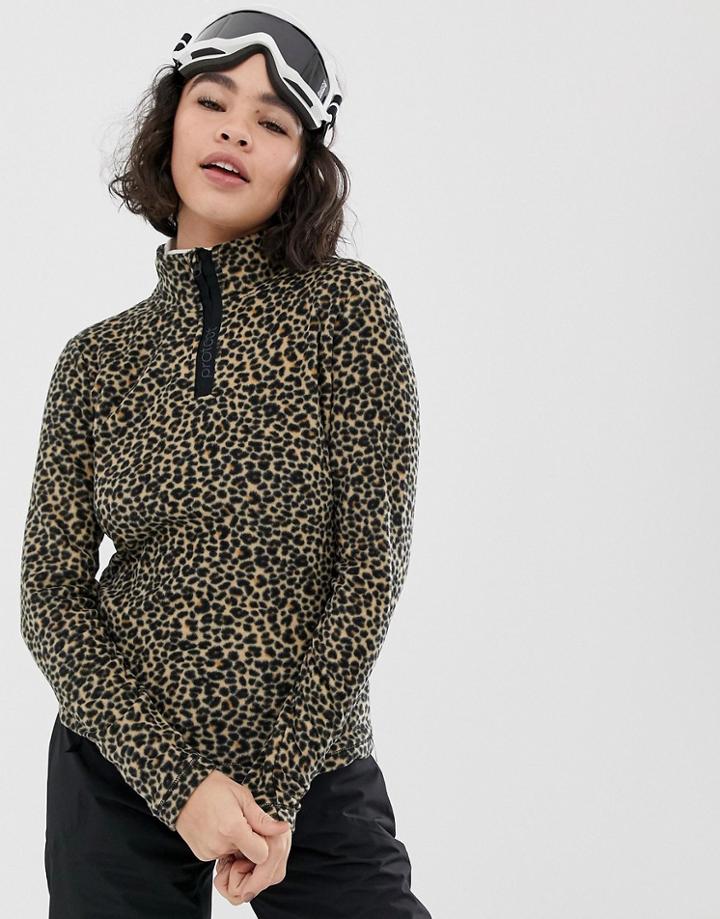 Protest Mutey 1/4 Zip Fleece In Cheetah Print - Black