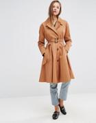 Asos Trench With Full Retro Skirt In Midi Length - Red