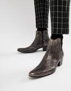 Jeffery West Murphy Cuban Boots In Pewter Cracked Metallic - Silver