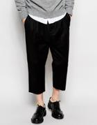 Asos Drop Crotch Pants In Cropped Length Black - Black