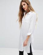 Noisy May Long Shirt With Buckle - White