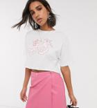 Reclaimed Vintage Inspired Cropped T-shirt In Angel Print-white