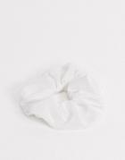 Topshop Hair Scrunchie In White Velvet