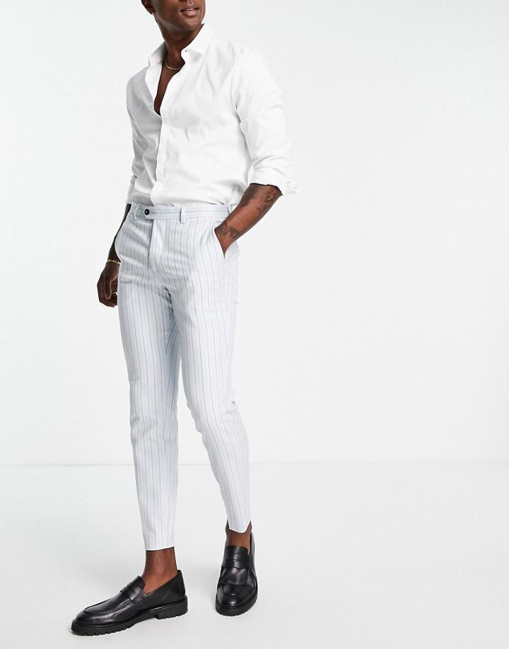 Jack & Jones Premium Suit Pants In Light Blue Stripe