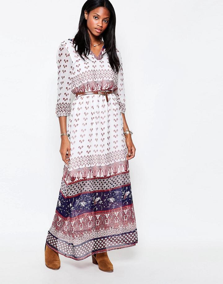 Only 3/4 Sleeve Boho Maxi Dress - Cloud Dancer