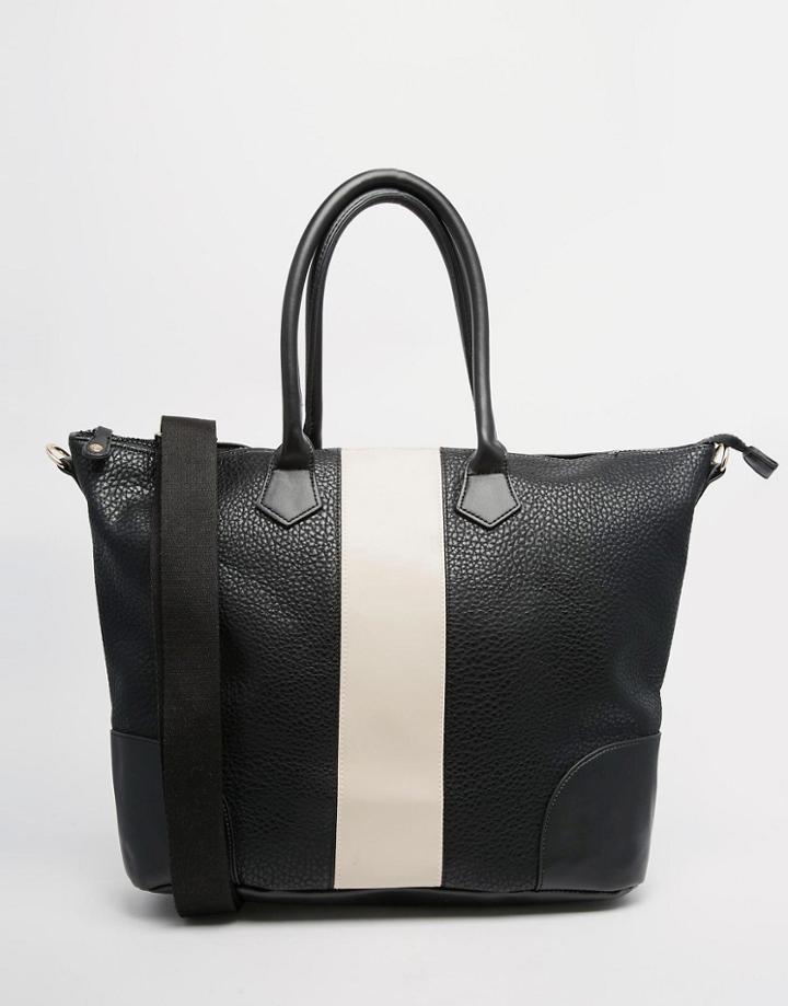 Pieces Tote Bag With Contrast Cream Panel