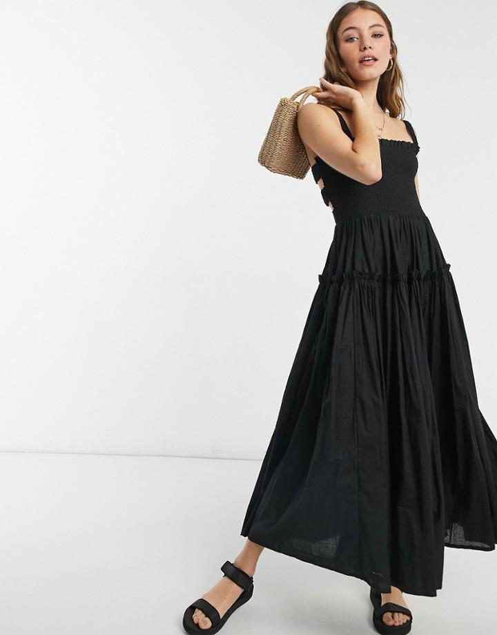 Asos Design Cami Midi Sundress With Raw Edges In Black