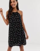 Fashion Union High Neck Cami Dress In Floral - Black