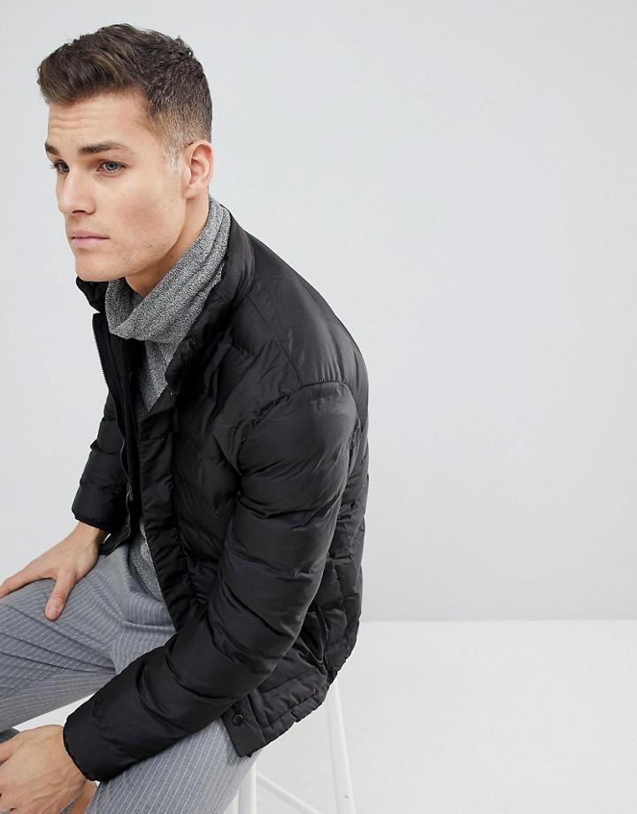 Mango Man Short Puffer Jacket In Black - Black