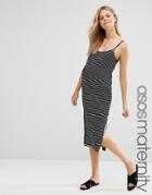 Asos Maternity Midi Bodycon Dress In Stripe - Multi