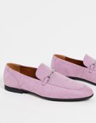 Asos Design Loafers In Lilac Faux Suede With Snaffle-purple
