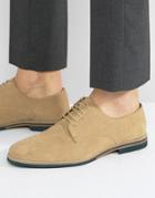 Asos Lace Up Shoes In Stone Suede With Contrast Sole - Stone