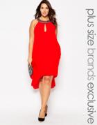 Lovedrobe Waterfall Shift Dress With Embellished Halter Neck - Red