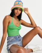 Stradivarius Halter Top In Green Space Dye