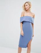 Lavish Alice Deep Bandeau Asymmetric Hem Midi Dress - Blue
