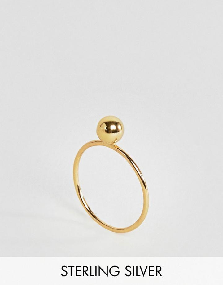 Asos Gold Plated Sterling Silver Ball Ring - Gold