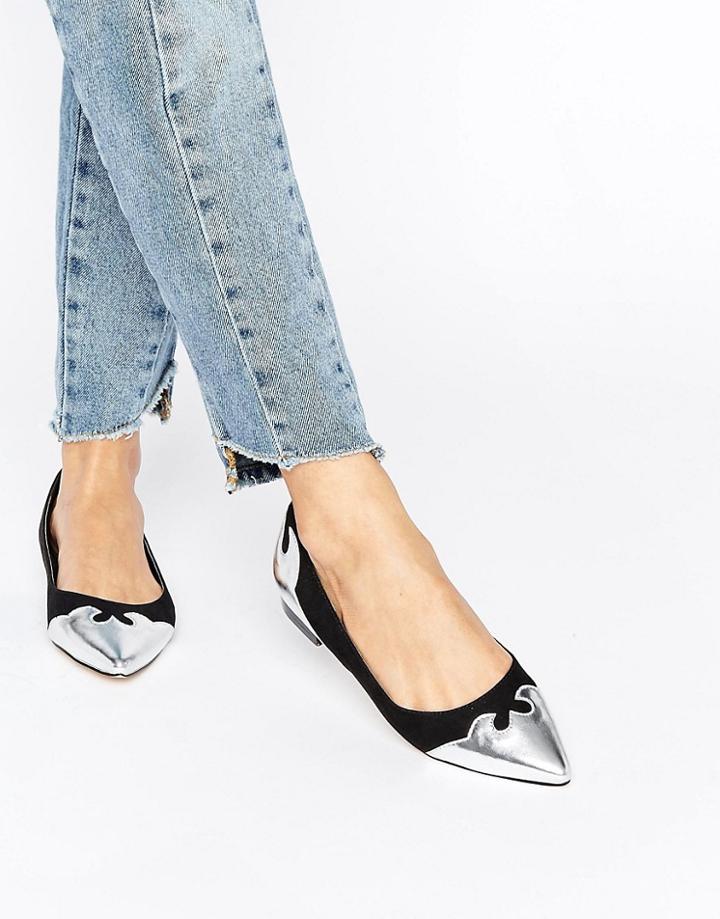 Asos Loco Pointed Ballet Flats - Black