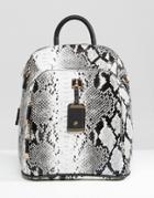 New Look Snake Effect Backpack - Gray