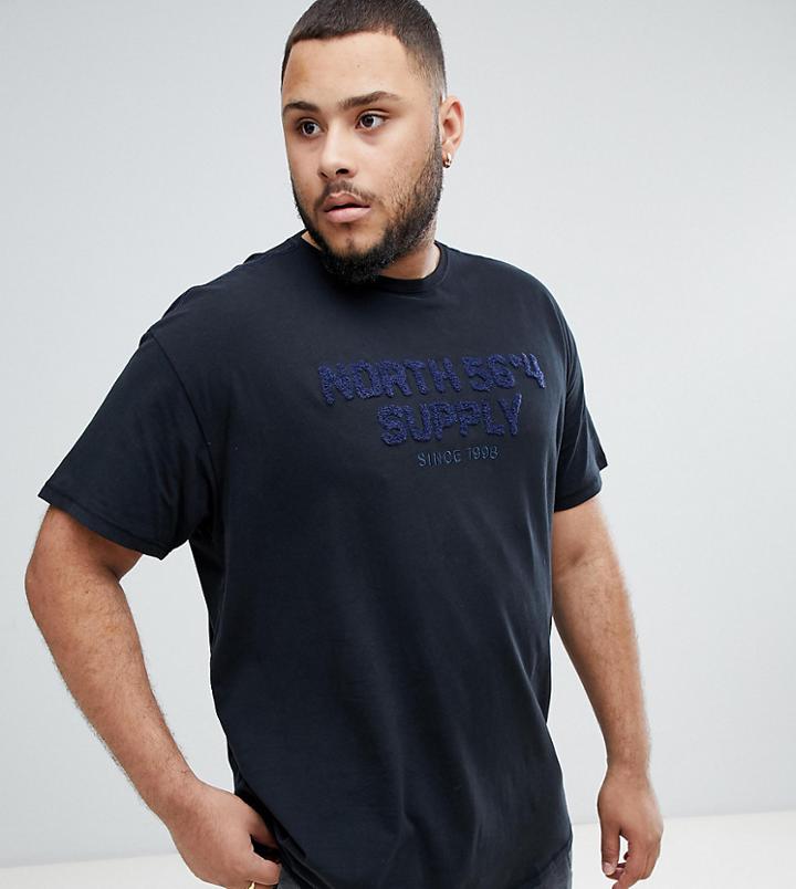 North 56.4 Plus T-shirt With Flocked Logo - Black