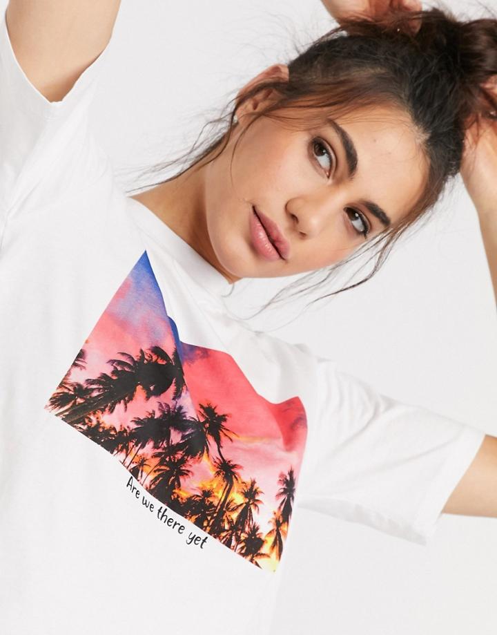 Noisy May Short Sleeve Top With Open Back Detail In White