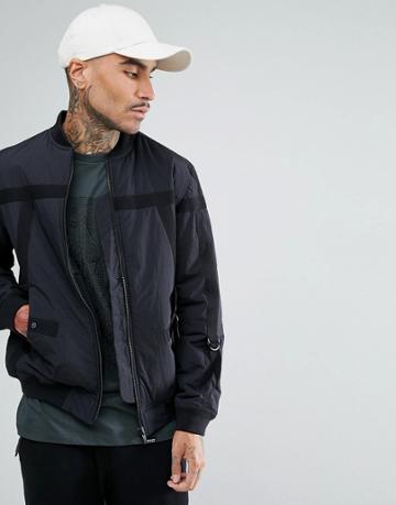 Brooklyns Own Bomber Jacket In Black With Straps - Black