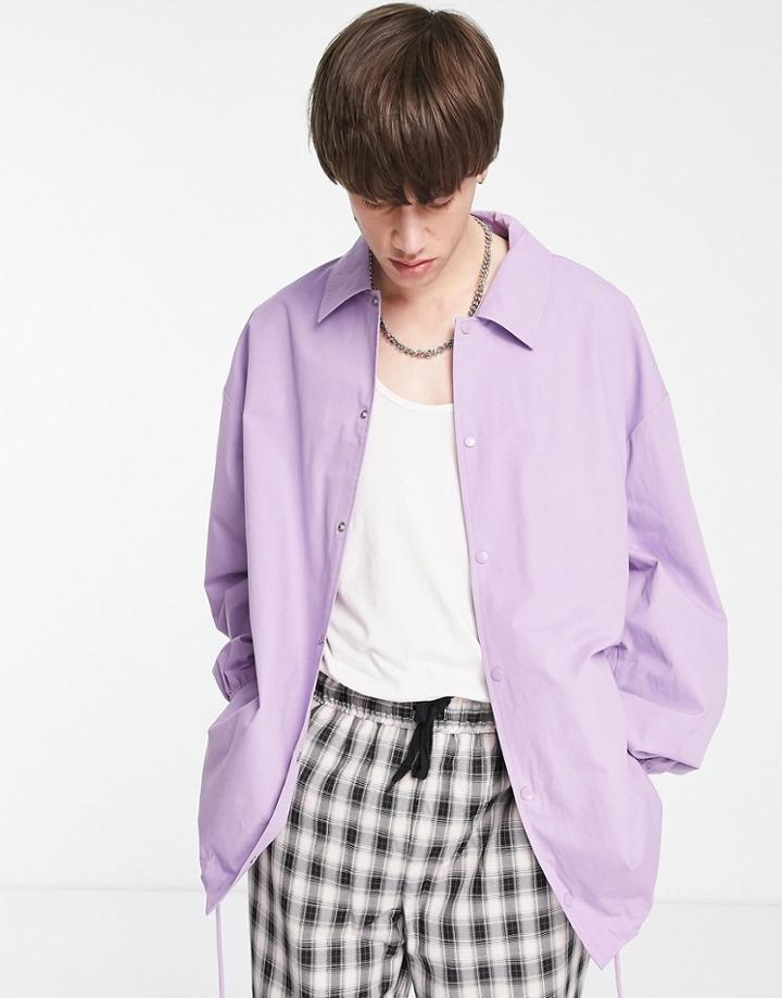Asos Design Oversized Coach Jacket In Purple