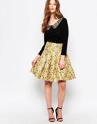 Traffic People Betty Skirt In Jacquard - Gold