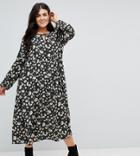 Alice & You Smock Dress In Vintage Dot Floral - Black