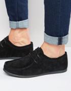Asos Lace-up Shoes In Black Suede With Black Sole - Black