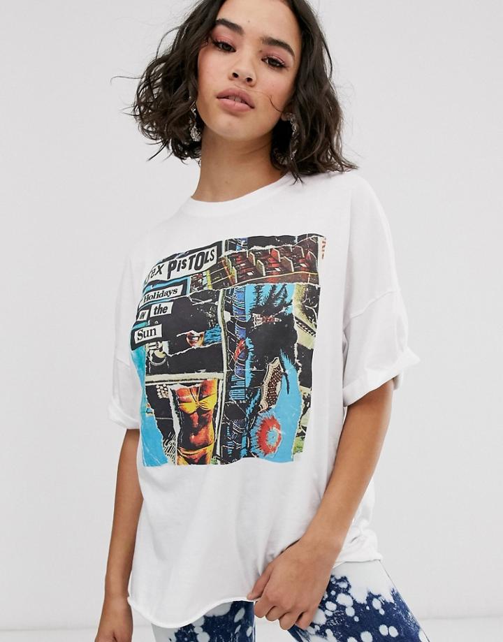 Bershka Sex Pistols T-shirt In White - White