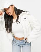 Nike Icon Clash All-over Logo Sherpa Jacket In Cream-white