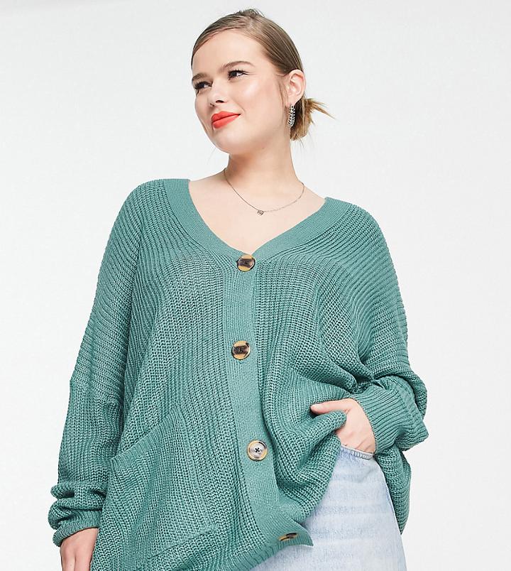 Yours Cardigan In Sage-green