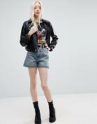 Asos Denim Mom Shorts In Rhonda Gray Blue Wash - Blue