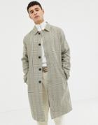 Selected Homme Bonded Cotton Trench Coat In Check - Beige