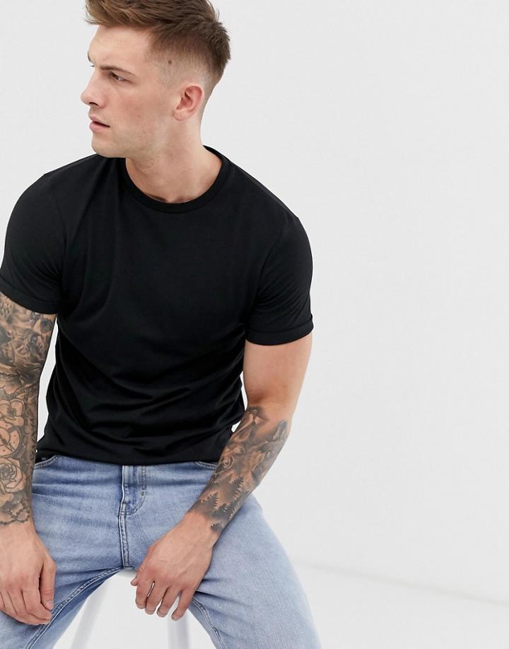 Asos Design Recycled T-shirt With Crew Neck And Roll Sleeve In Black - Black