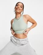 Asos Weekend Collective Fitted Racer Tank In Matte Stretch Pale Green - Part Of A Set